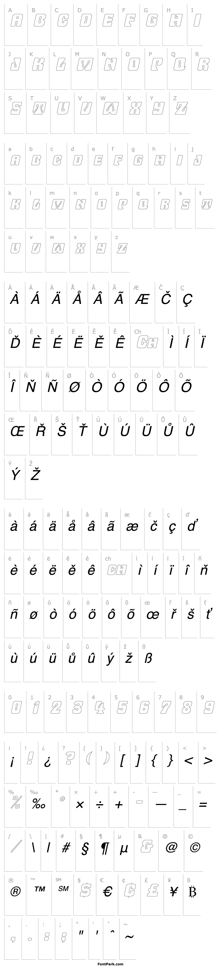 Přehled WavyOrnamentalOutline Oblique