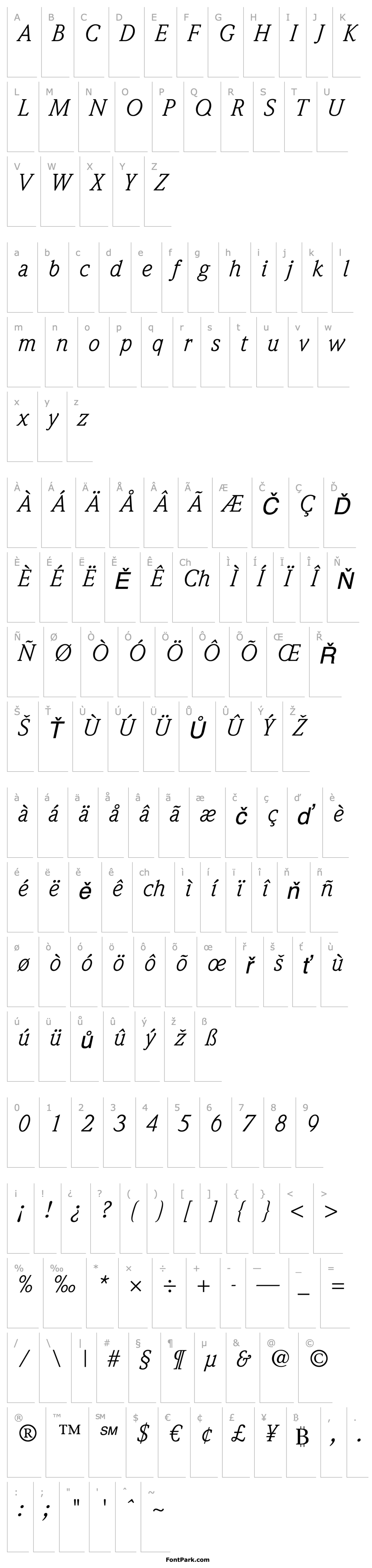 Přehled WeidemannStd-BookItalic