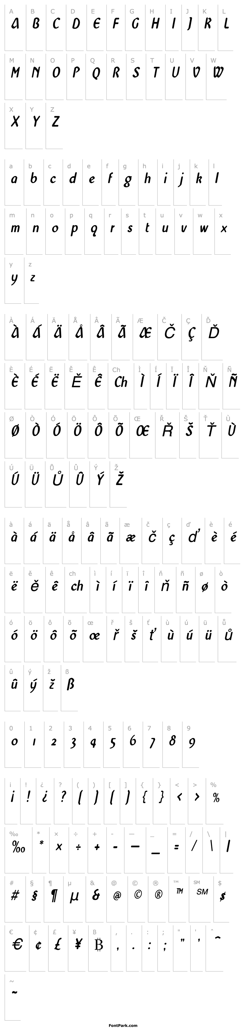 Overview WestminsterNarrow Italic