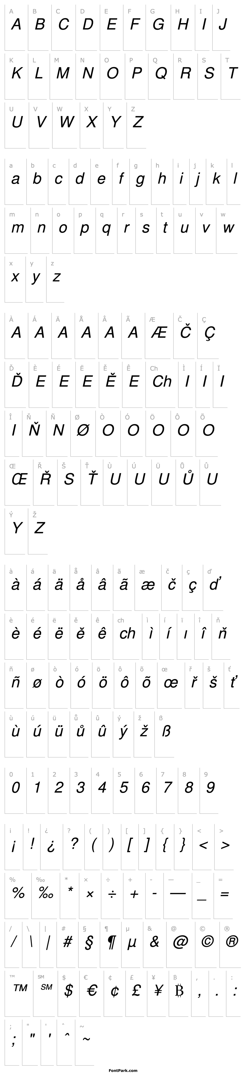 Přehled WestSansSSK Italic