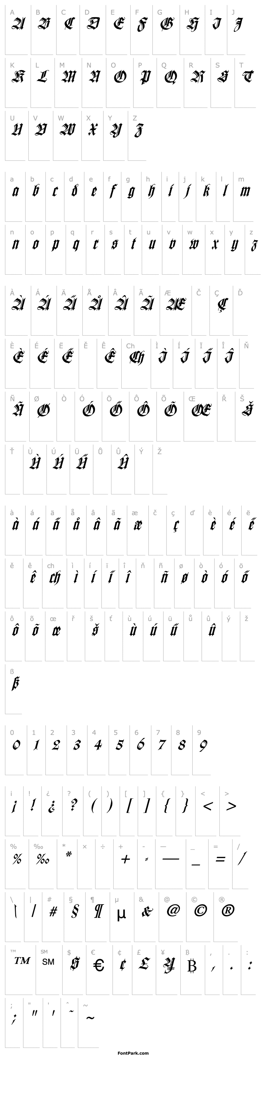 Overview WilhelmKlingsporGotisch Italic