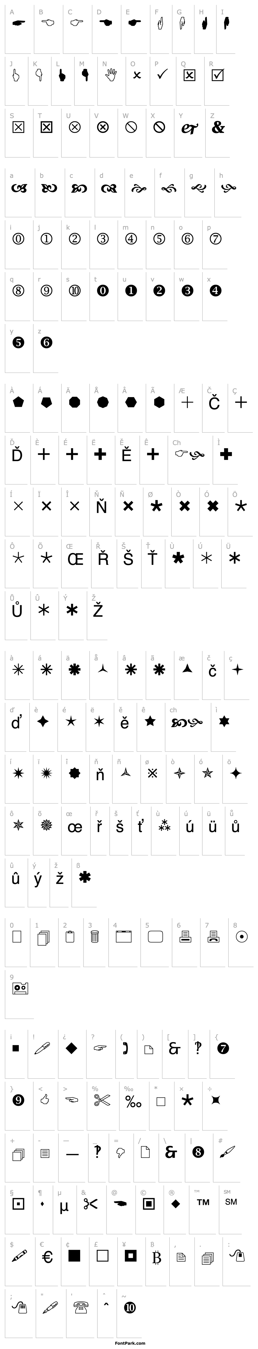 Přehled Wingdings 2