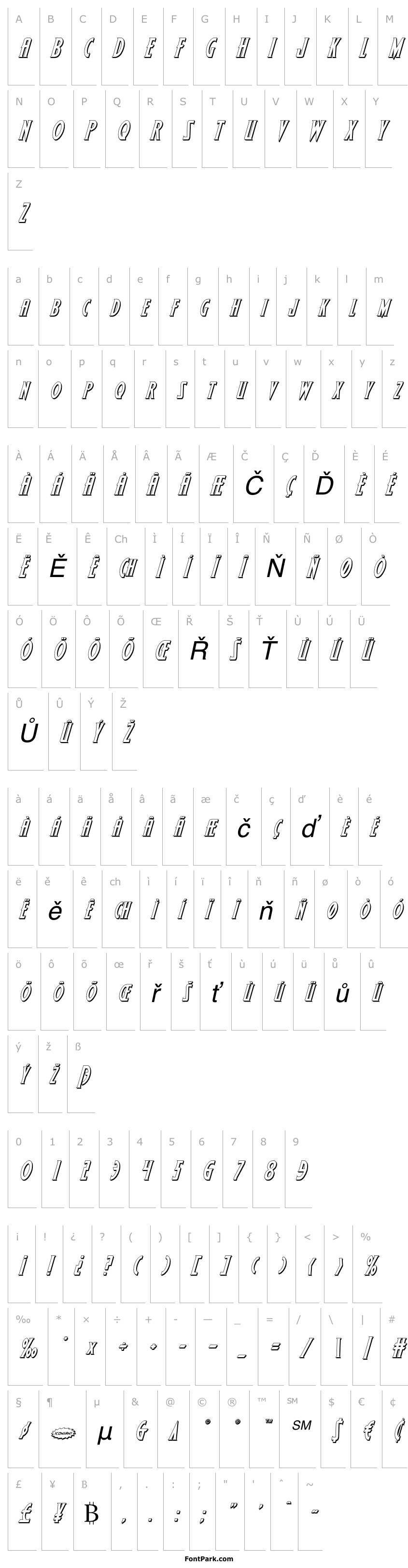 Overview Wolf's Bane 3D Italic