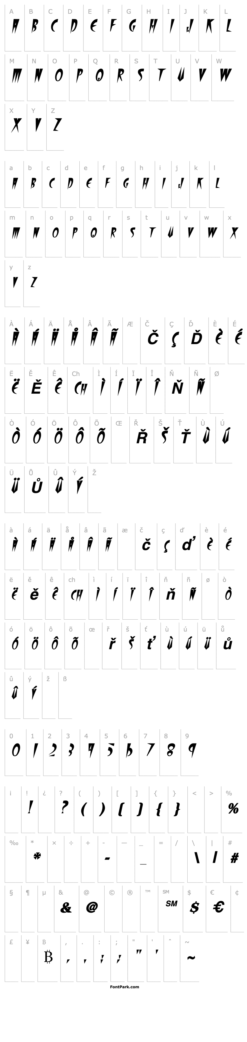 Přehled WolfgangCaps Bold Italic