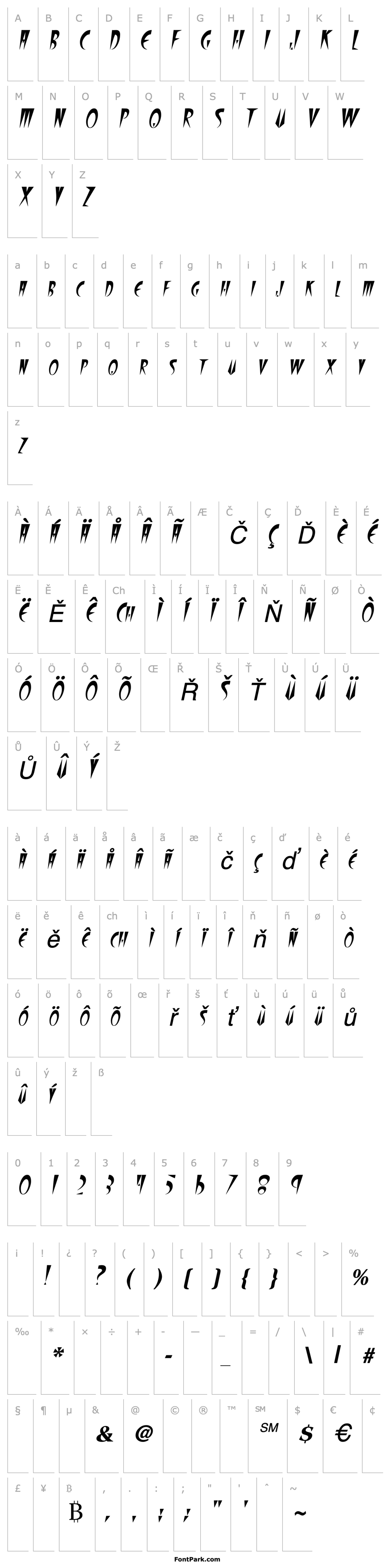 Přehled WolfgangCaps Italic