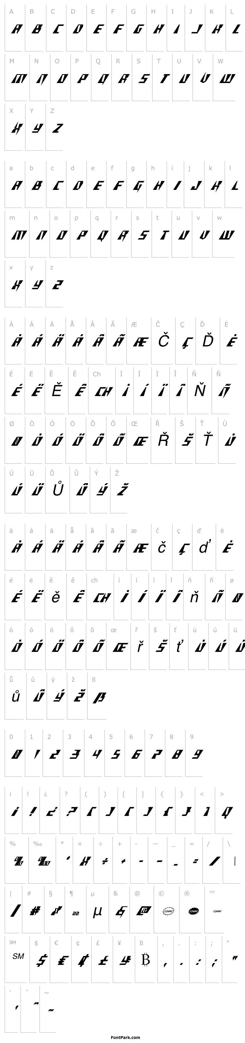 Overview X-Racer Condensed Italic