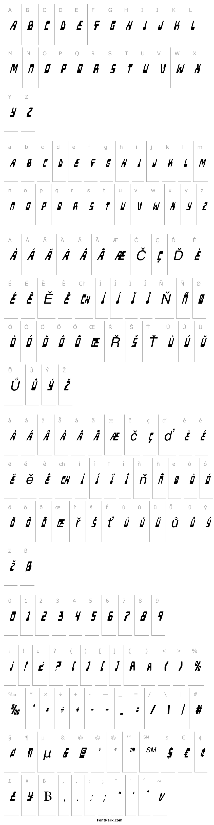 Přehled Xped Extra-Condensed Italic
