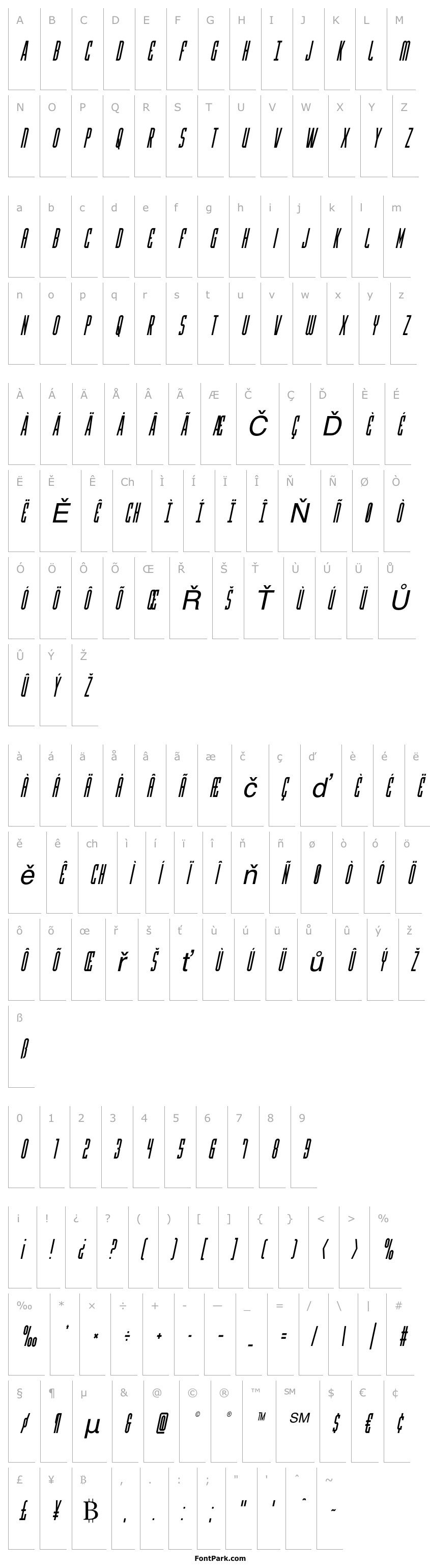 Přehled Y-Files Condensed Italic