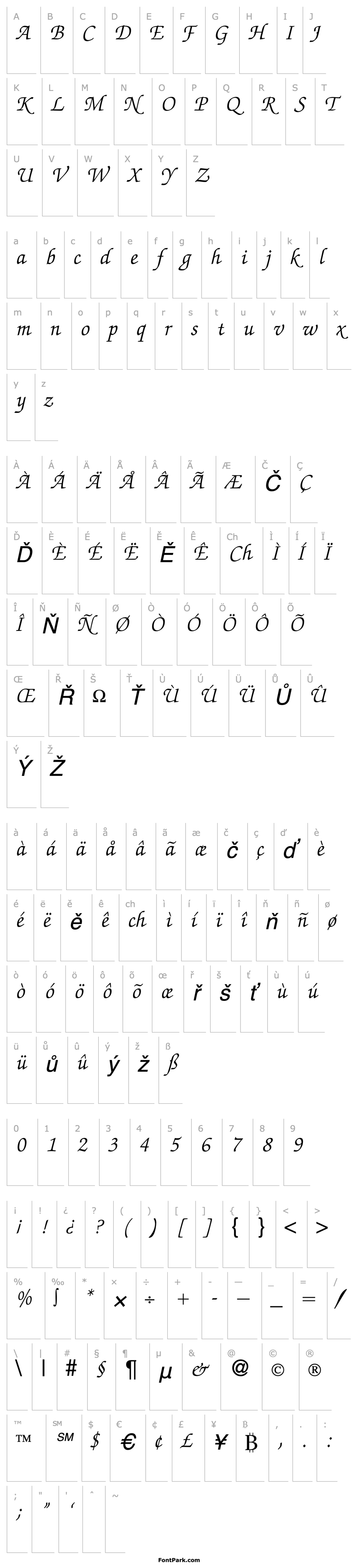 Přehled ZabriskieScript-RegularItalic DB