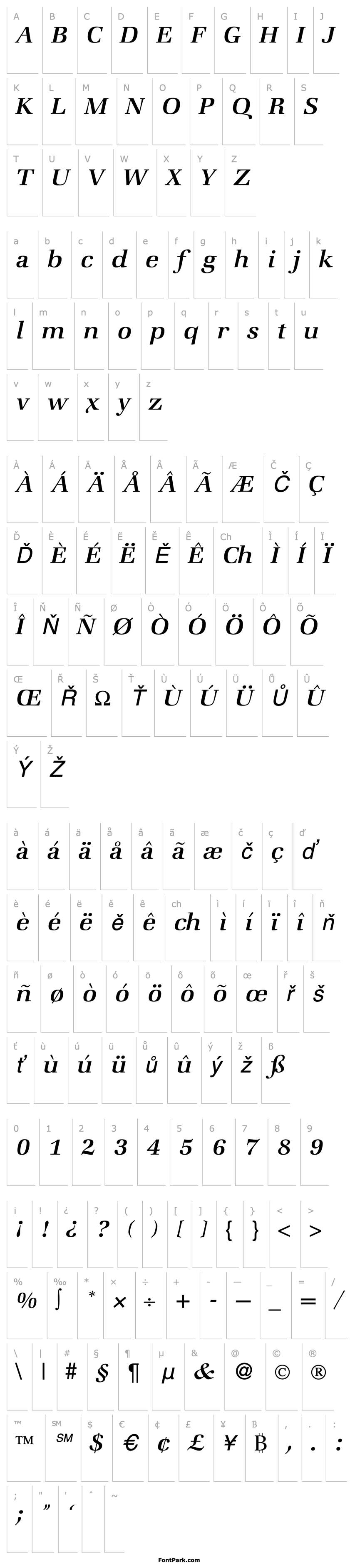 Přehled ZabriskieBook-RegularItalic