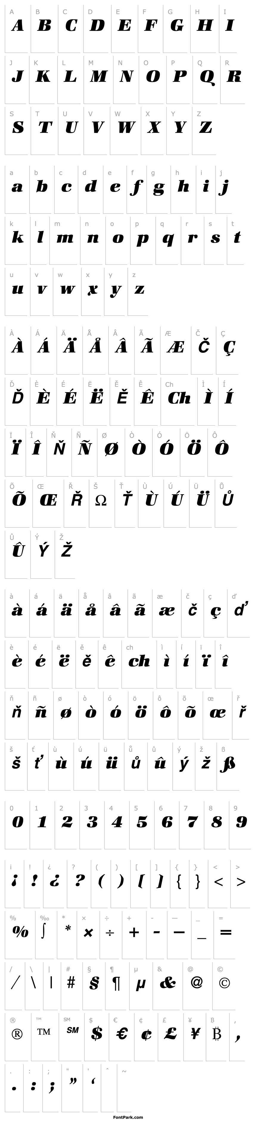 Přehled ZabriskieBookHeavy-RegularItalic