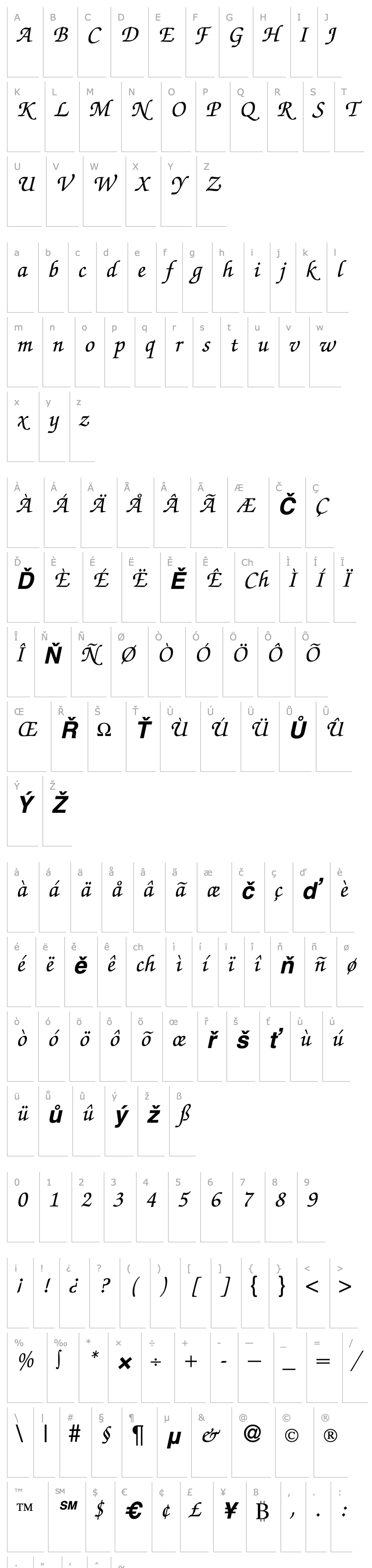 Overview ZabriskieScript-BoldItalic