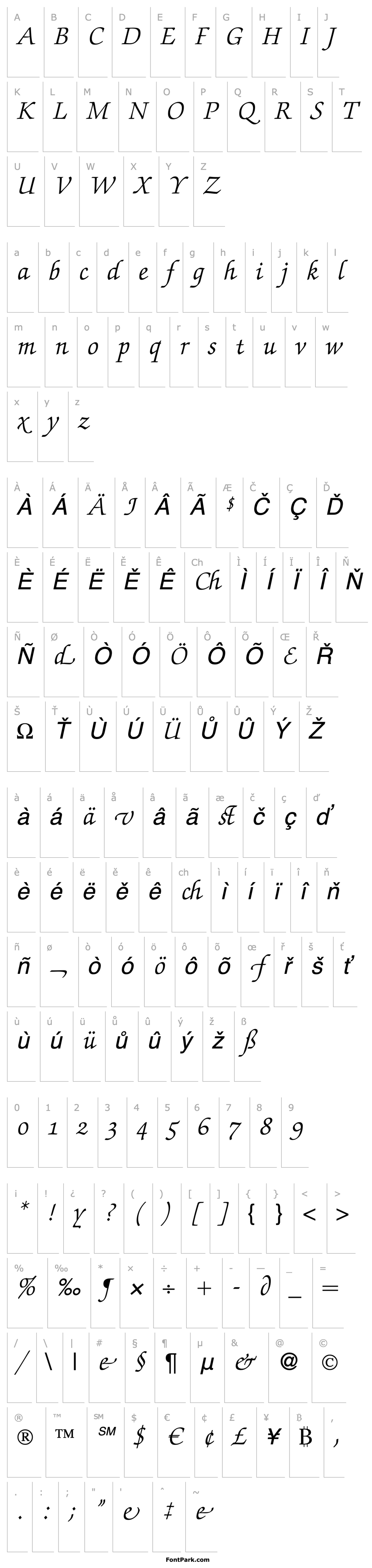 Overview ZabriskieScriptSwash-Italic