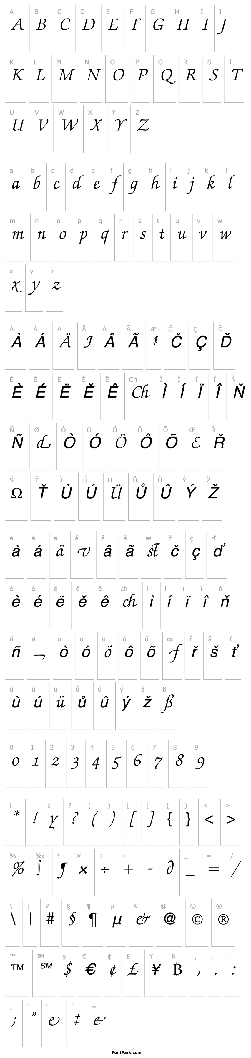 Overview ZabriskieScriptSwash-RegularItalic