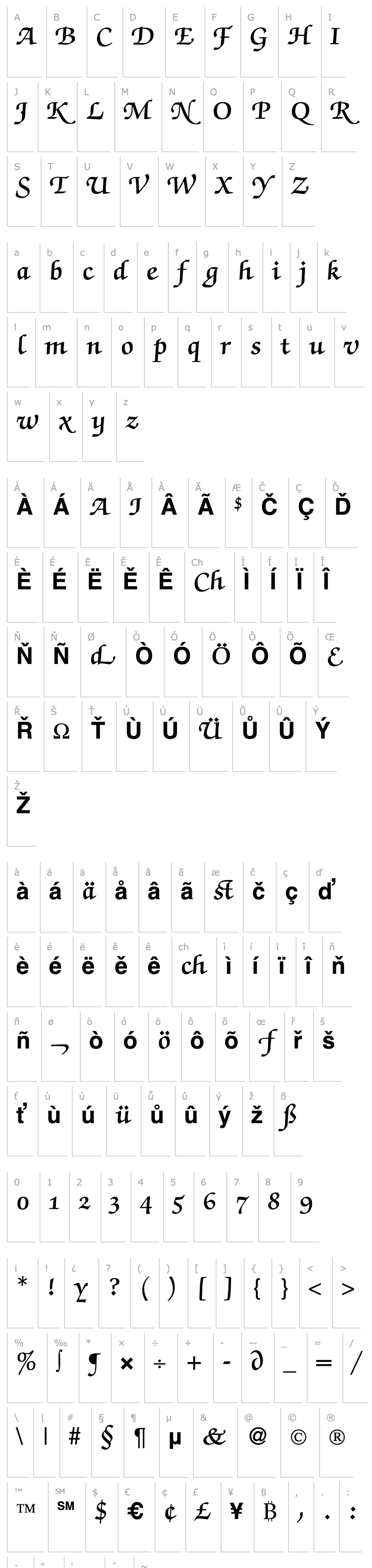 Přehled ZabriskieScriptSwashDemi-Regular DB