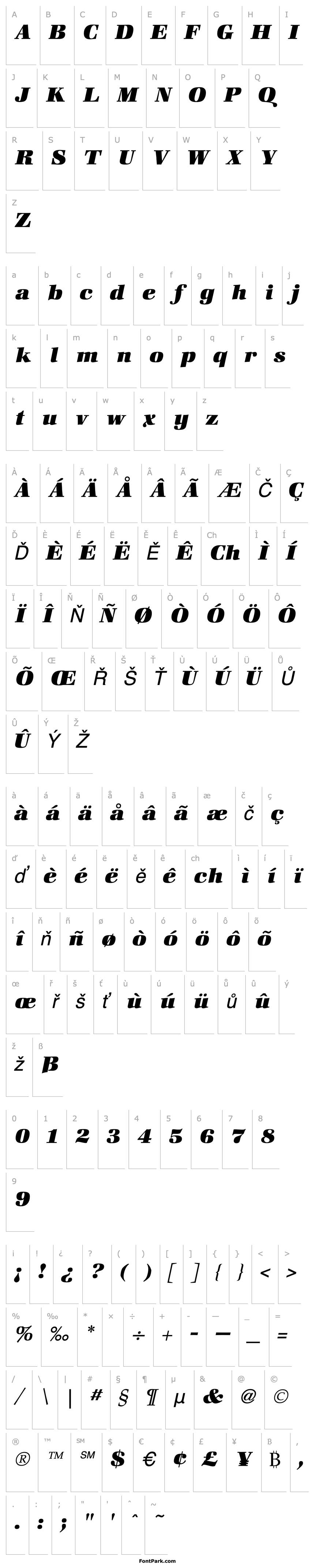 Overview Zapf Heavy Italic