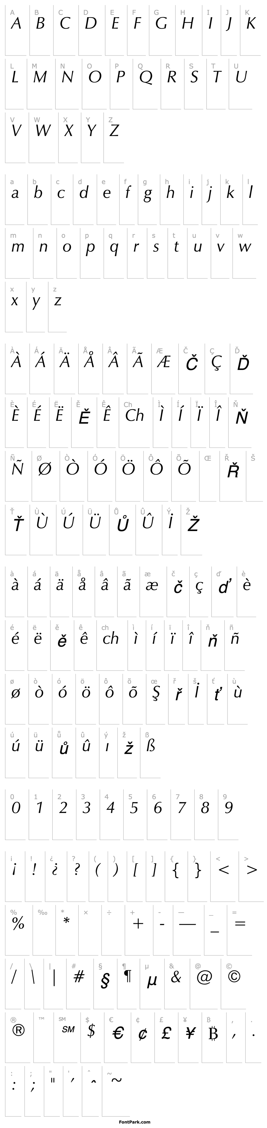 Overview Zapf_ Humanist Normal-Italic