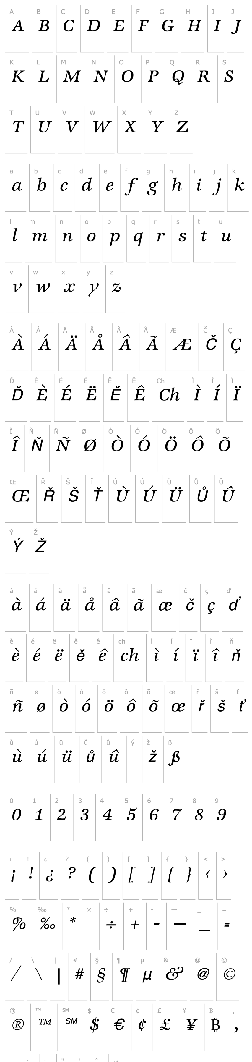 Overview Zapf International Italic