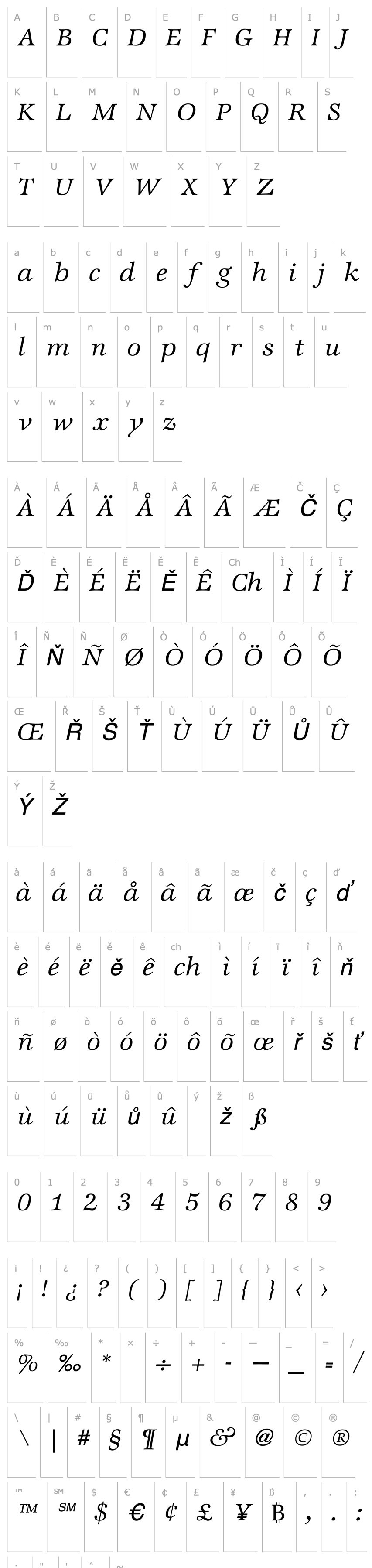 Overview Zapf International Light Italic