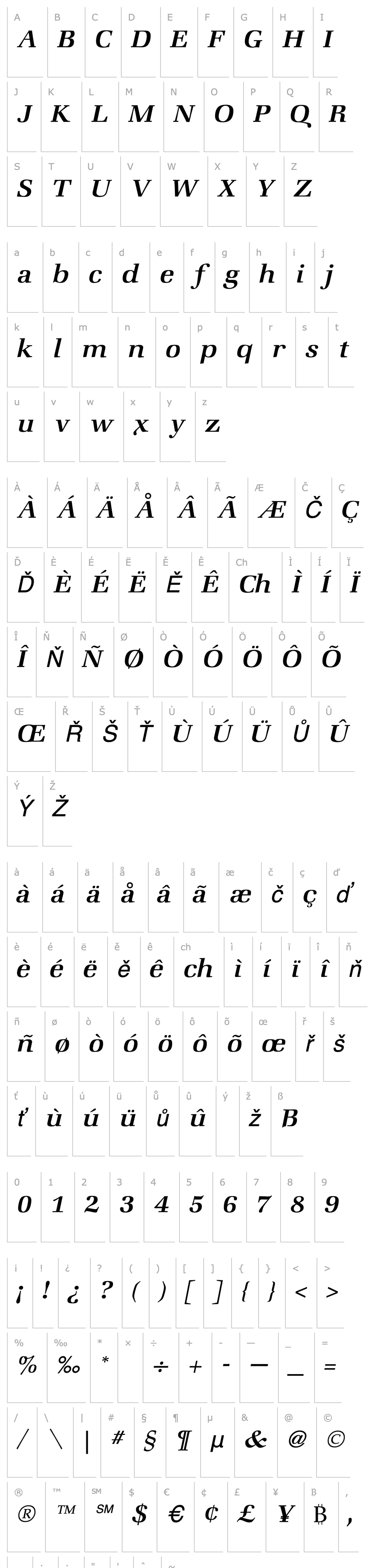 Overview Zapf Italic