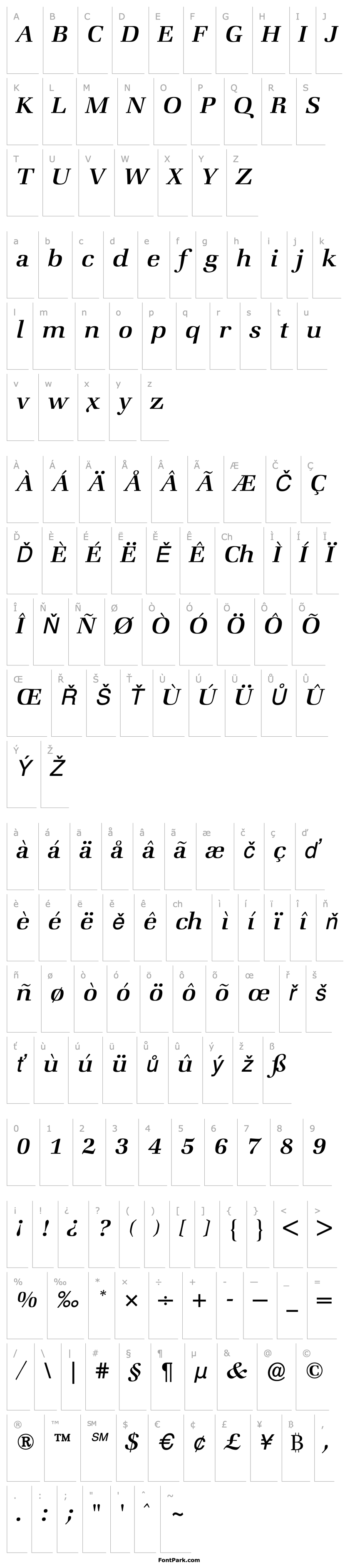 Overview ZapfBookBQ-MediumItalic