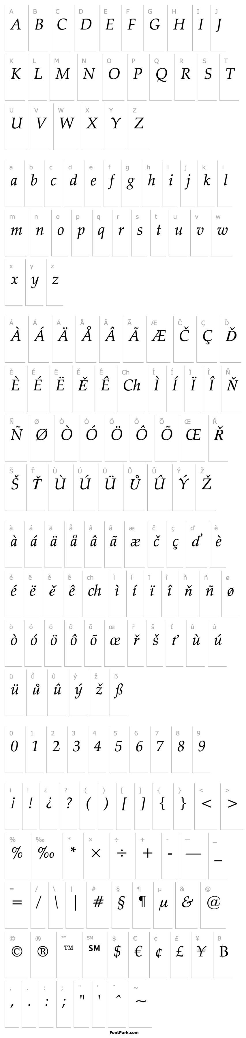 Overview ZapfCalligr BT Italic