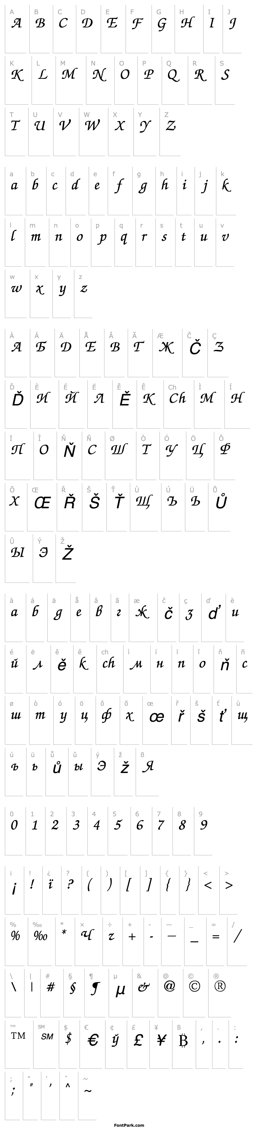 Overview ZapfChancery Cyrillic Italic