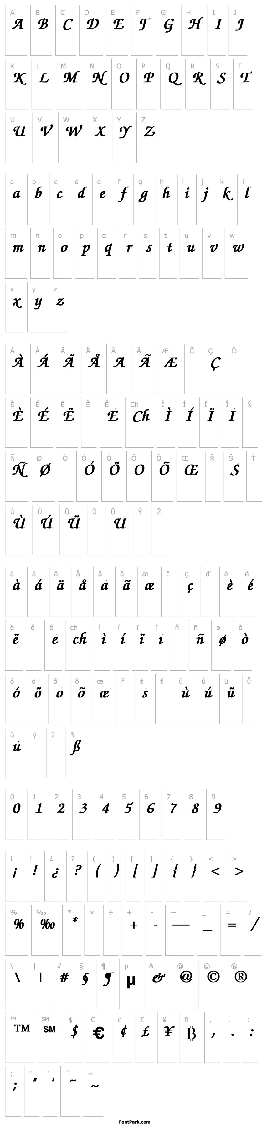 Overview ZapfChancery-MediumItalic Bold