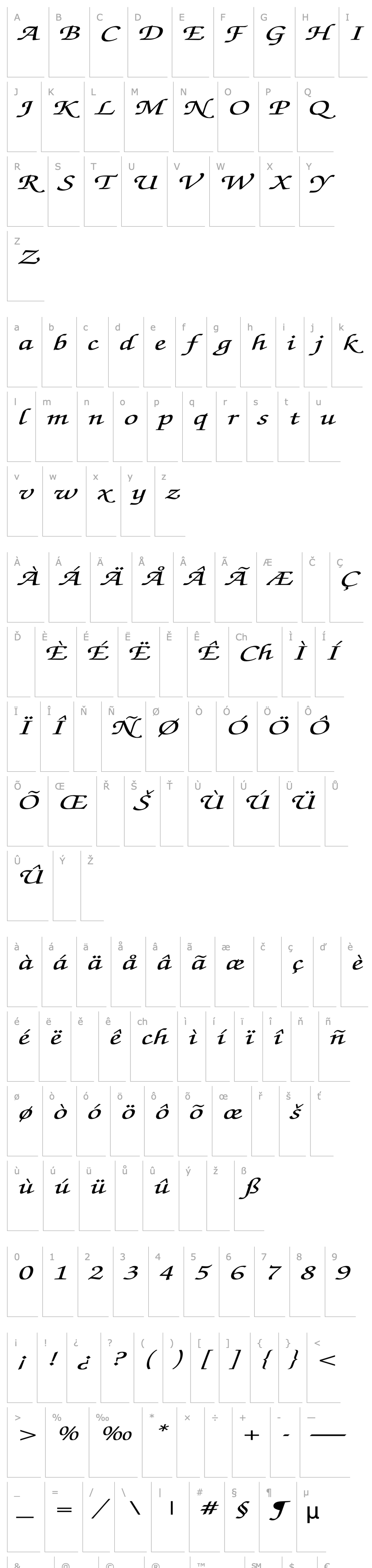 Overview ZapfChancery-MediumItalic Ex