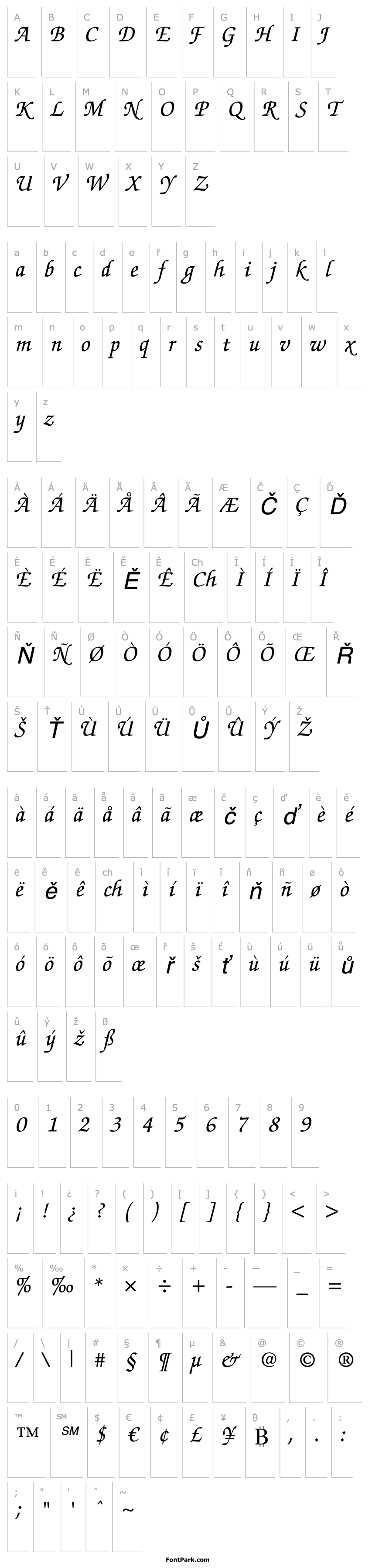 Overview ZapfChanceryStd-Italic