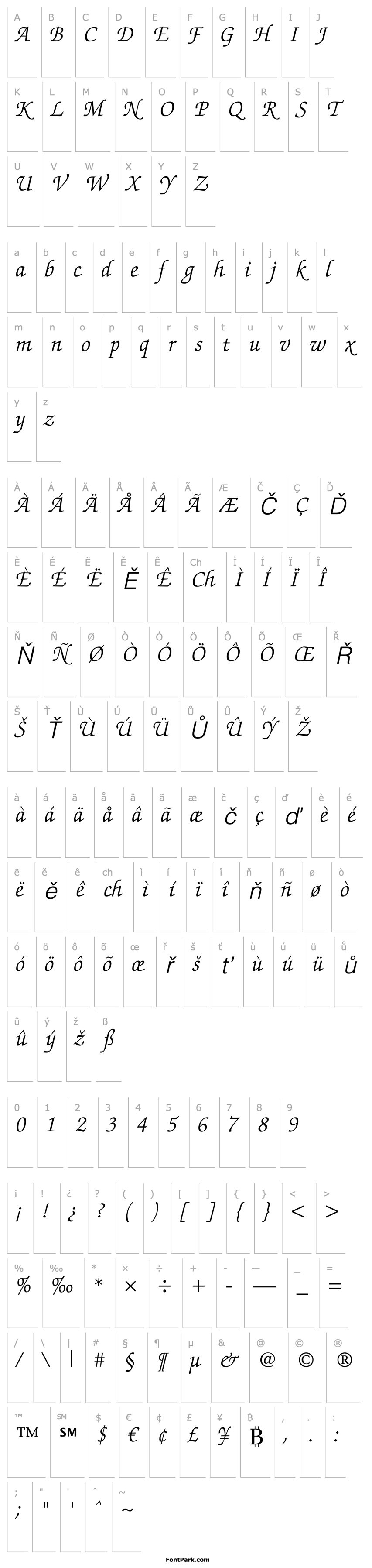 Overview ZapfChanceryStd-LightItalic