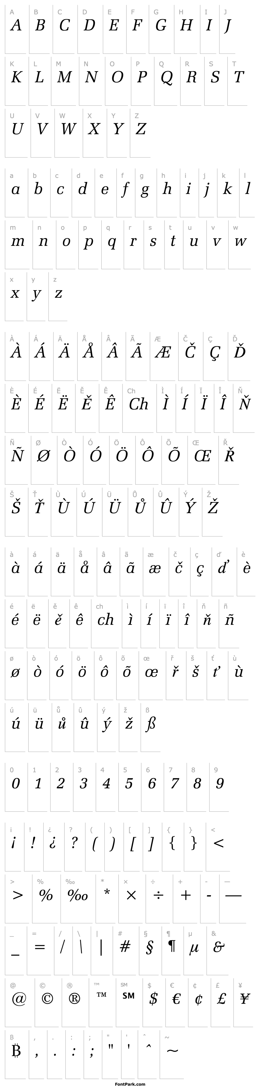 Overview ZapfEllipt BT Italic