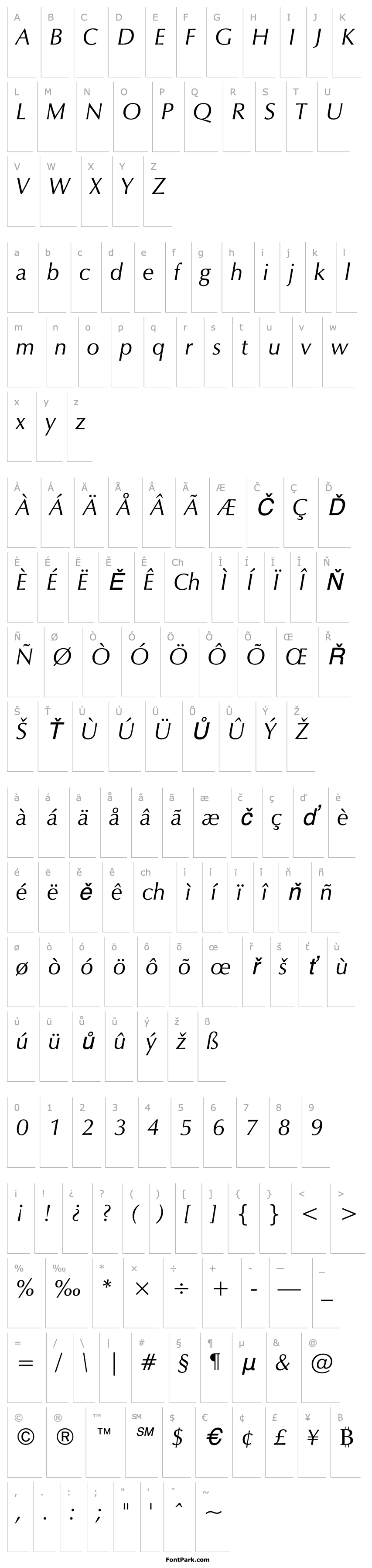 Overview ZapfHumanist601BT-Italic