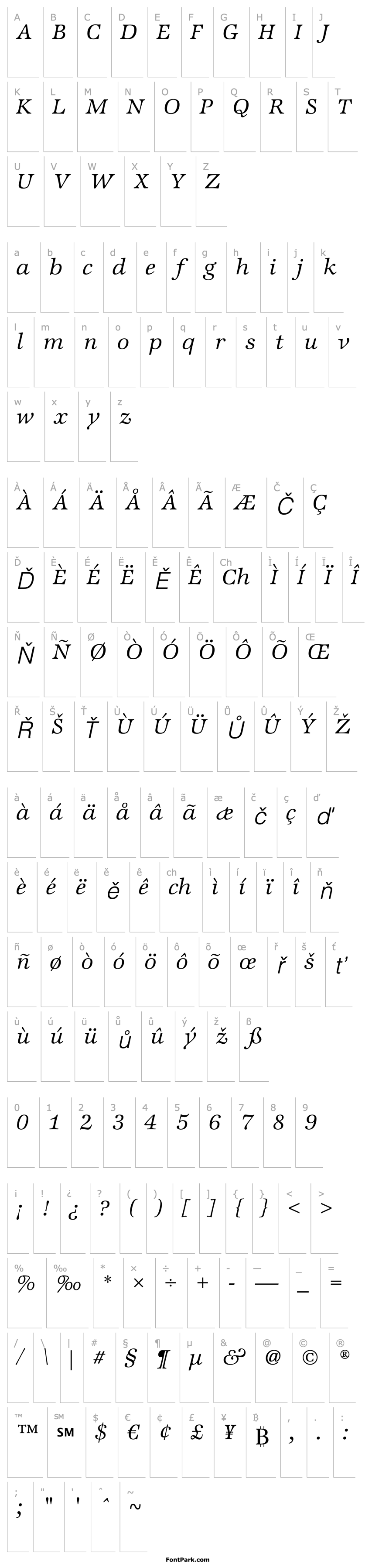 Overview ZapfIntlITCStd-LightItalic