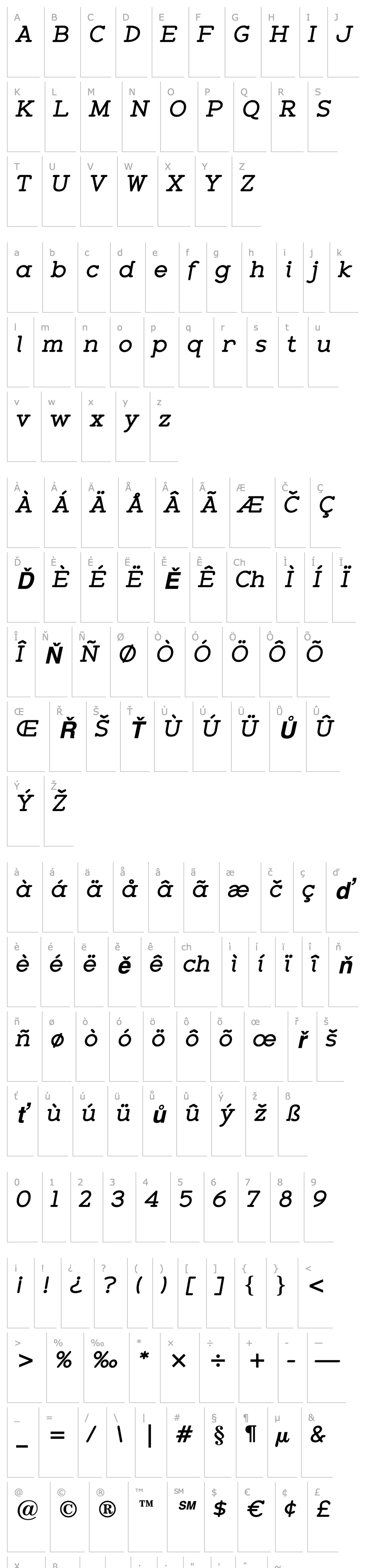 Overview Zolano Serif BTN BoldOblique