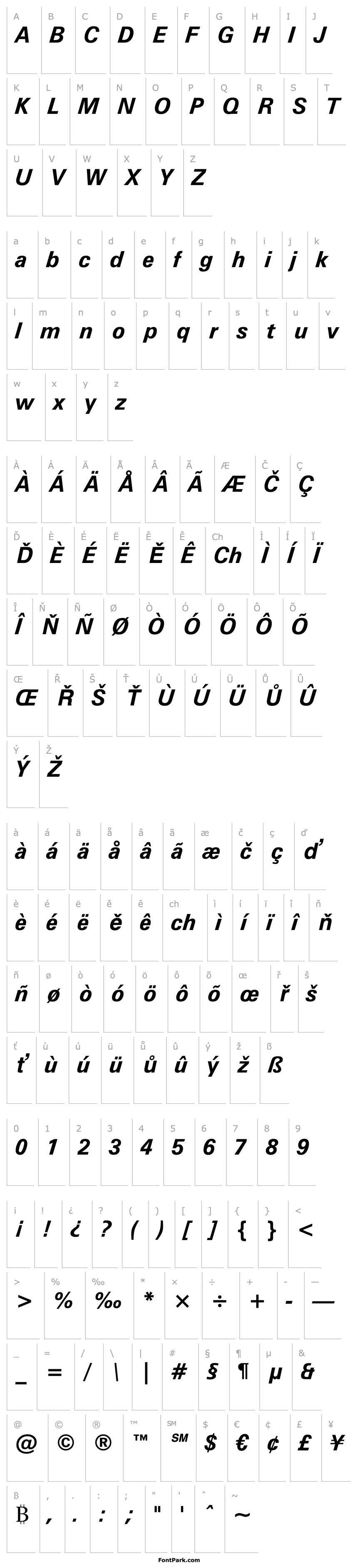 Overview Zurich BT Bold Italic