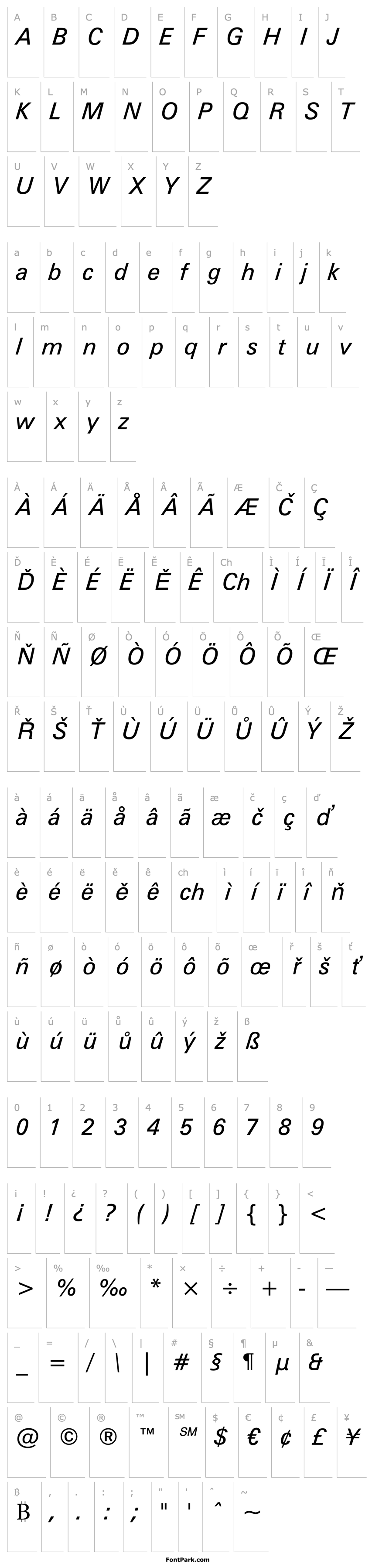 Overview Zurich BT Italic