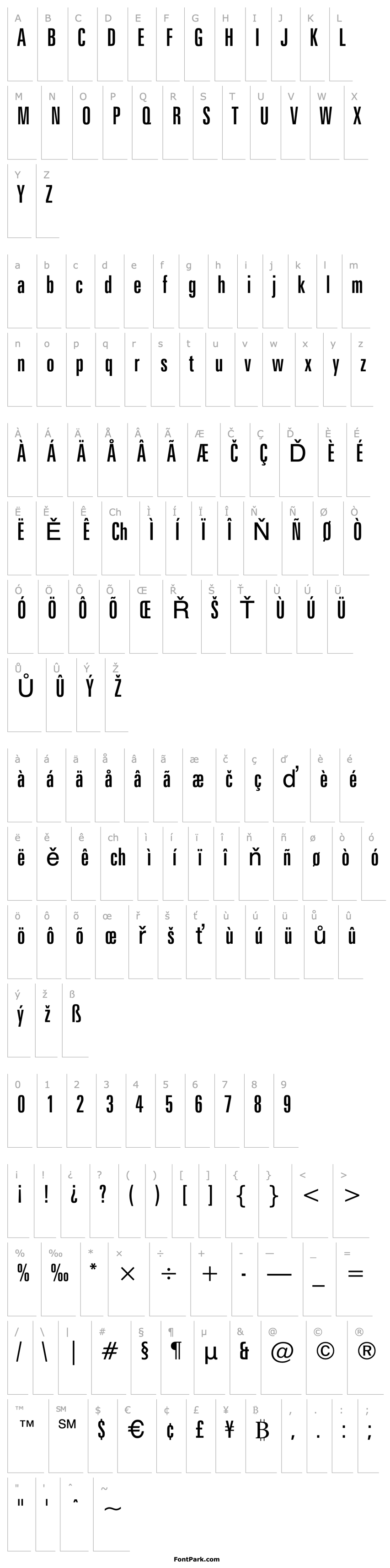 Overview Zurich Extra Condensed BT